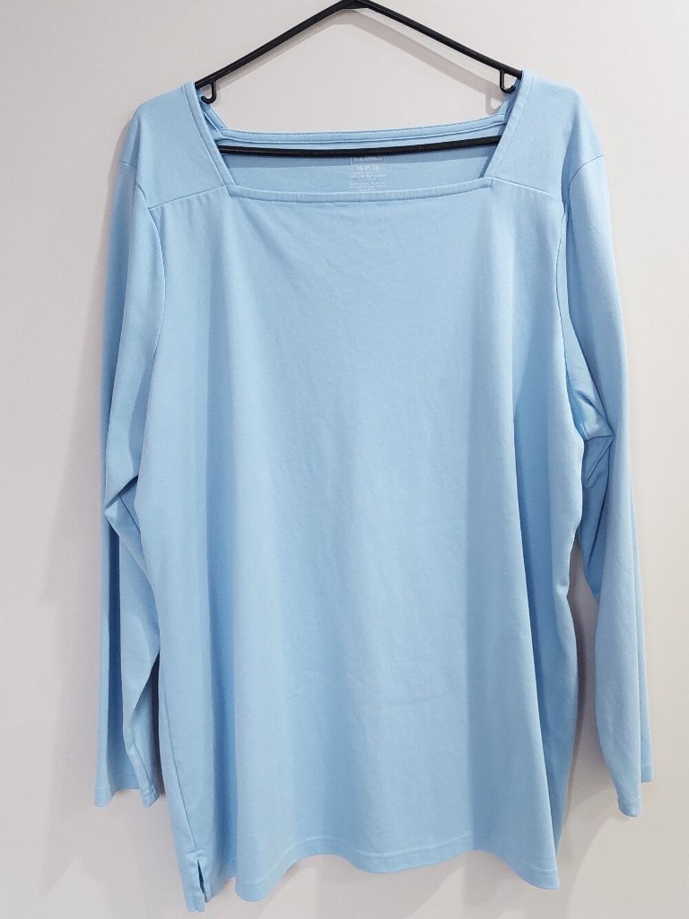 L.L.Bean Women's 3X - Plus Blue Supima Cotton Long Sleeve Square Neckline